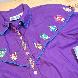 Vintage Deadstock New‎ 80s 90s Western Cowgirl Beaded Shirt Native America Med